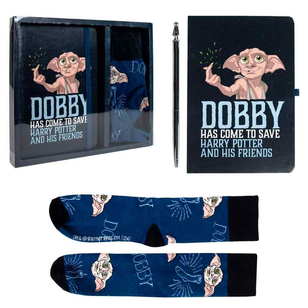 Set de papelería Dobby de Harry Potter con cuaderno, bolígrafo y calcetines