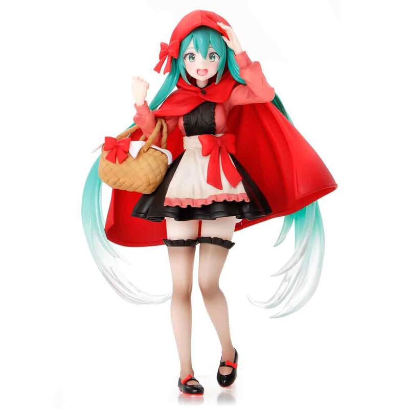 Figura de Hatsune Miku con capa roja y cesta
