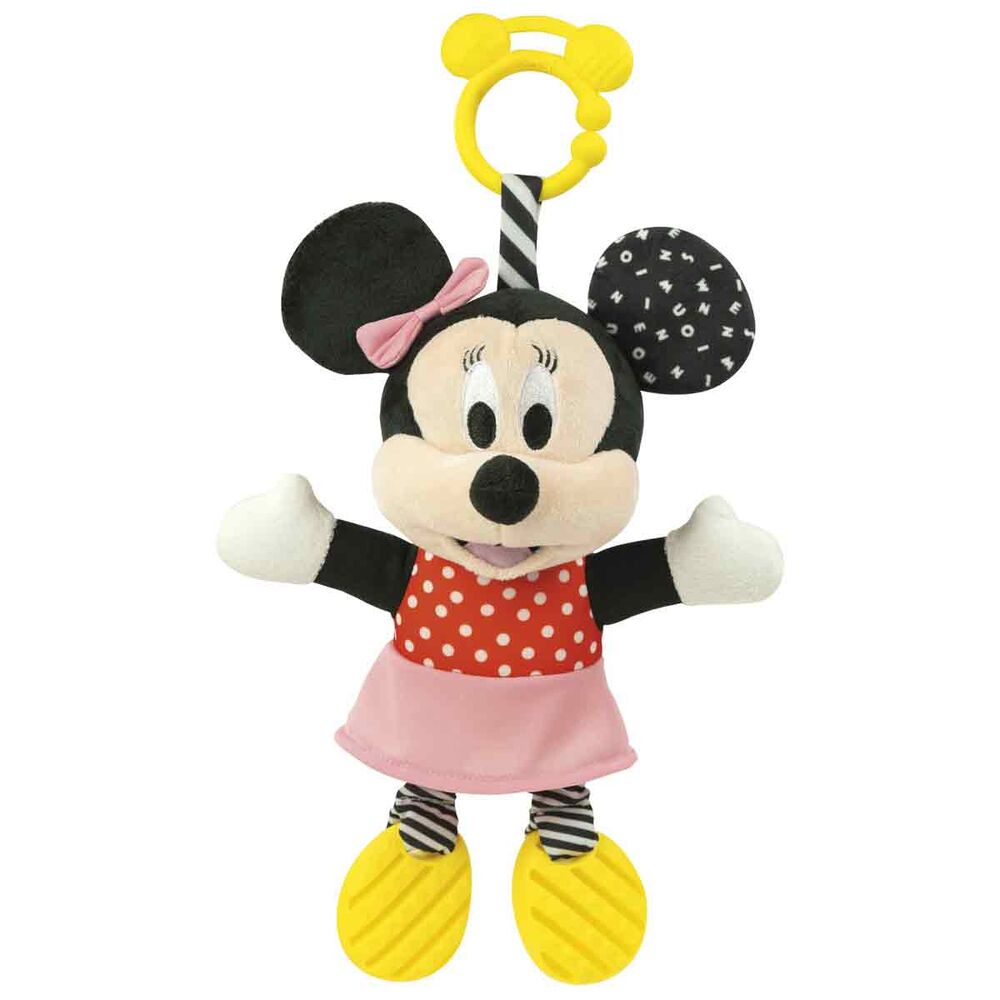 Peluche de actividades Baby Minnie Disney con vestido rojo y falda rosa