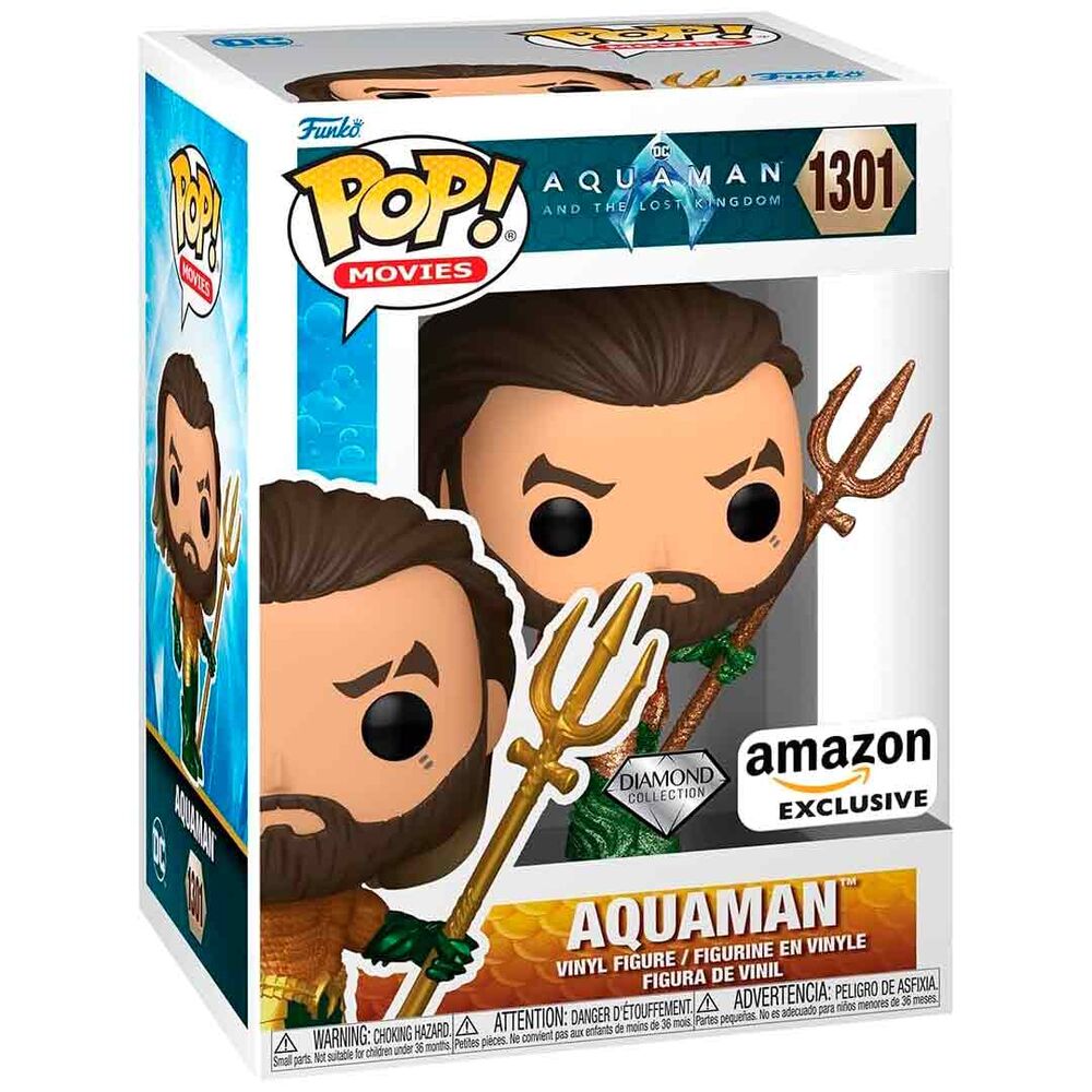 Figura Funko POP! de Aquaman con tridente dorado en su caja