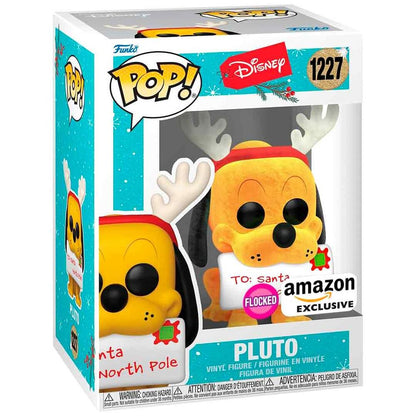 Figura Funko POP Disney Holiday Pluto flocked en caja