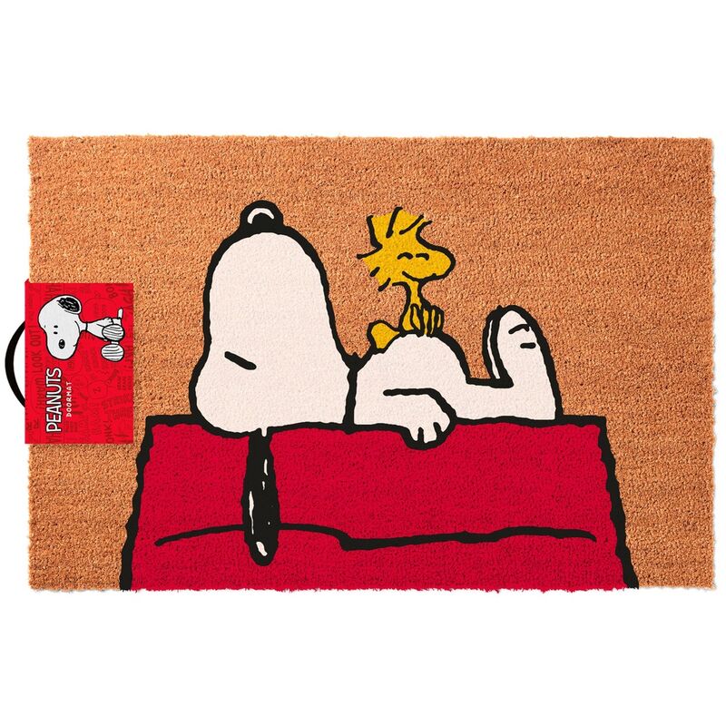Felpudo ERIK de Snoopy y Woodstock sobre una caseta roja