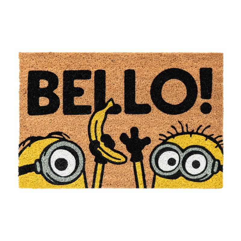 Felpudo de fibra de coco Minions con mensaje «Bello»
