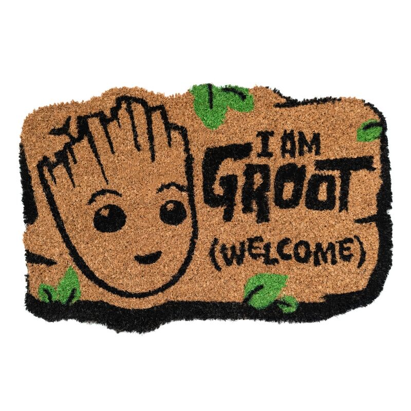 Felpudo Marvel de Groot de fibra de coco con mensaje I Am Groot