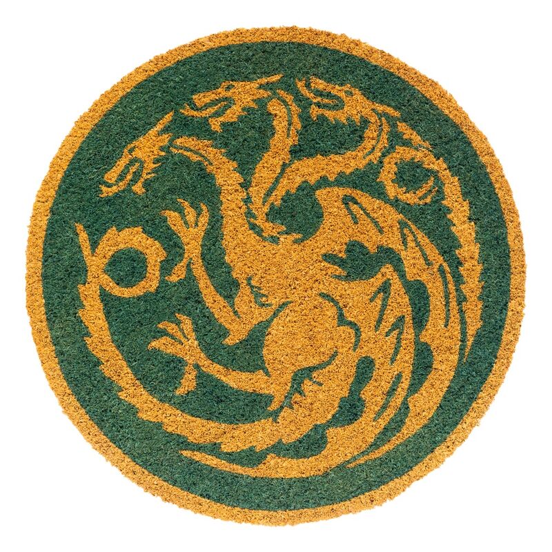 Felpudo redondo de la Casa Targaryen con dragón verde y dorado