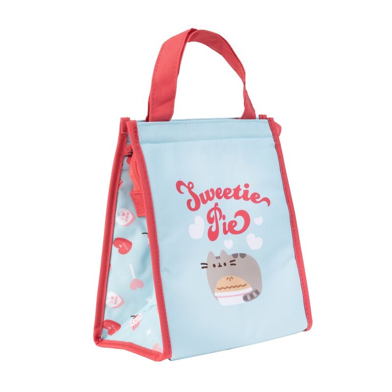 Bolsa portameriendas Pusheen Sweetie Pie azul con asas coral