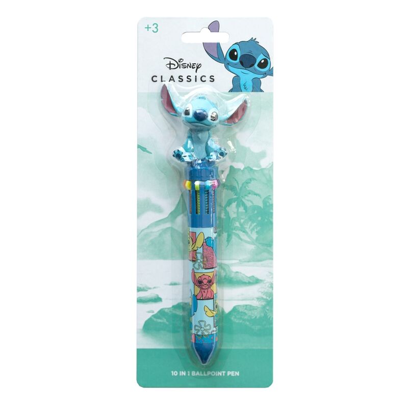 Bolígrafo Stitch Disney de 10 colores con topper 3D