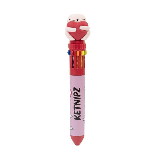 Bolígrafo 3D Ketnipz de 10 colores con topper de corazón