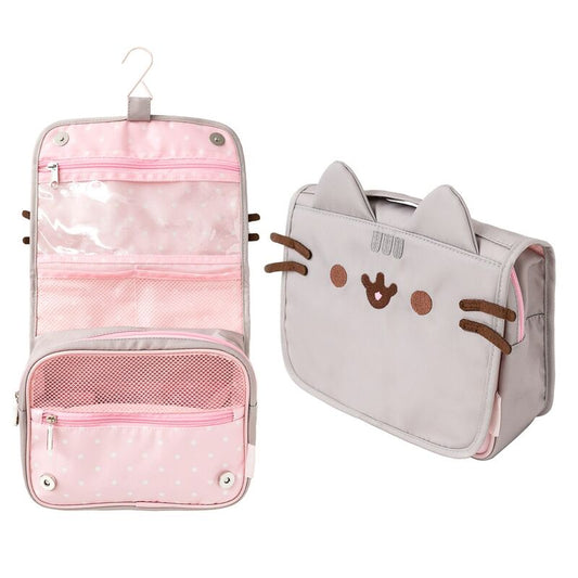 Neceser de viaje Pusheen Foodie gris y rosa abierto