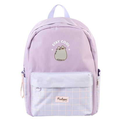 Mochila lila Moments de Pusheen con bolsillo frontal de cuadrícula