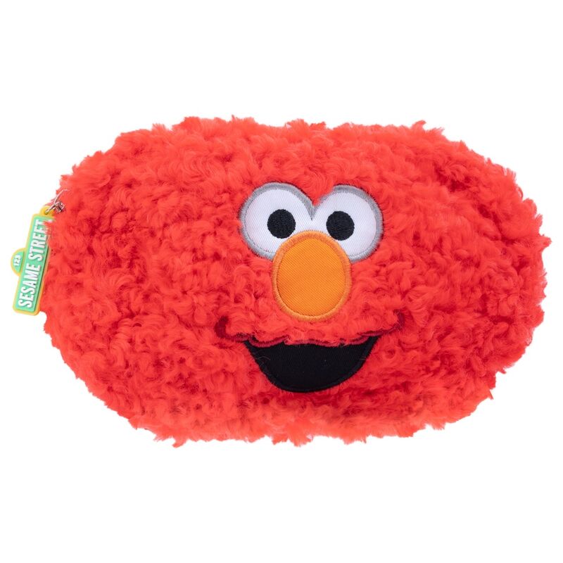 Portatodo rojo de felpa con rostro de Elmo de Barrio Sésamo