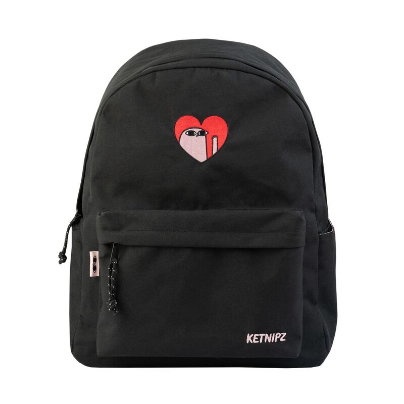 Mochila negra ERIK Ketnipz con corazón y bolsillos
