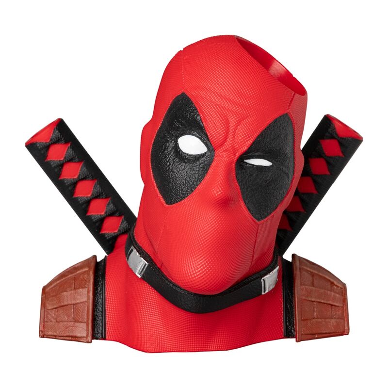 Portalápices Deadpool Marvel rojo y negro con tres compartimentos