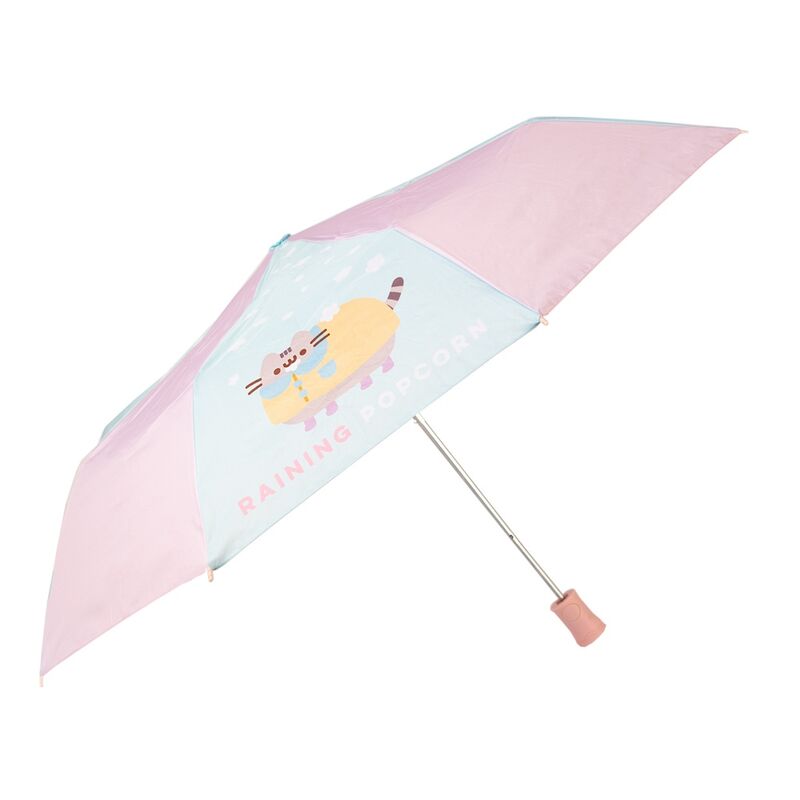Paraguas plegable automático Pusheen Foodie rosa y azul claro