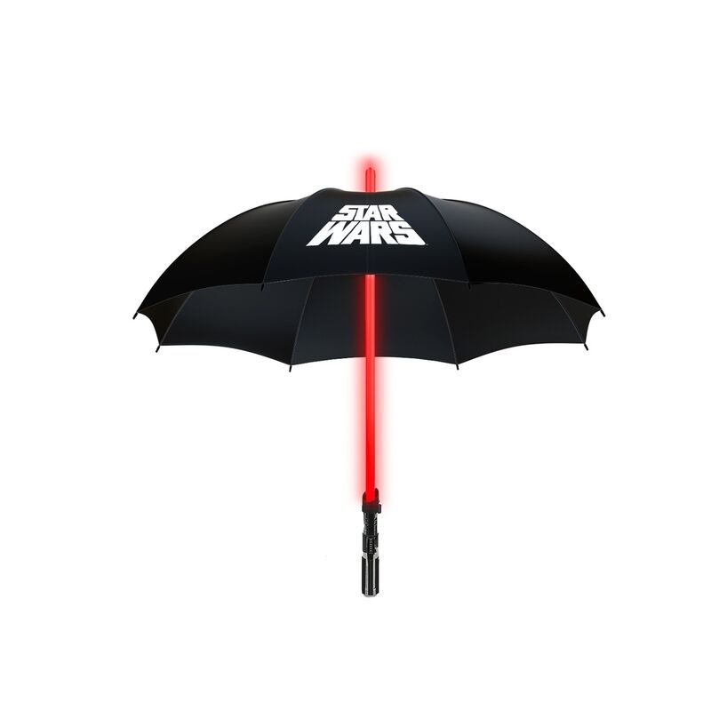 Paraguas negro de Darth Vader Star Wars con iluminación roja