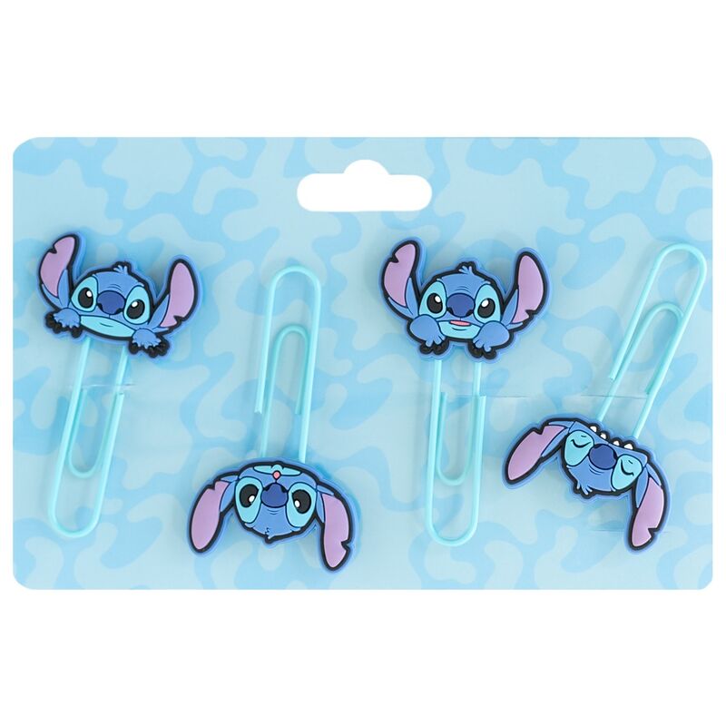 Set de cuatro clips metálicos de Stitch Disney con toppers de PVC