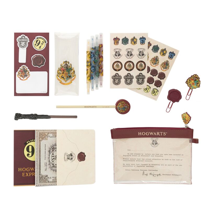 Set de papelería Harry Potter con cuadernos, subrayadores, pegatinas y portatodo