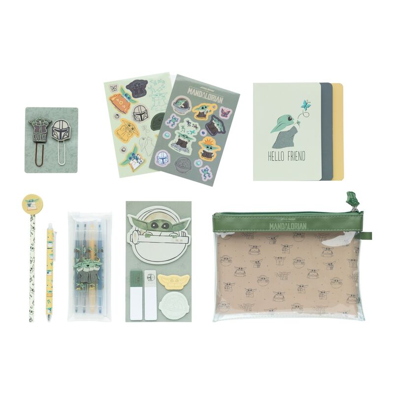 Set de papelería de Grogu y The Mandalorian con cuadernos, subrayadores, pegatinas y portatodo