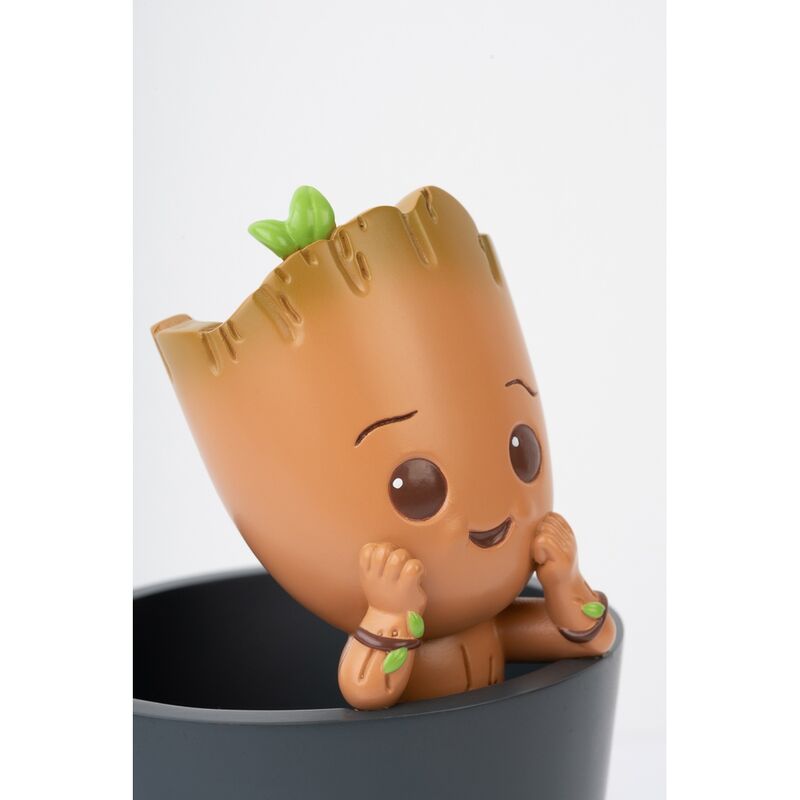 Portalápices de resina Groot Marvel con cubilete gris - 2