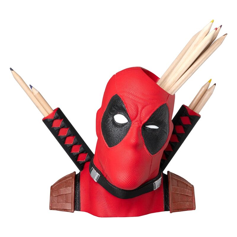 Portalápices Deadpool Marvel rojo y negro con tres compartimentos - 2