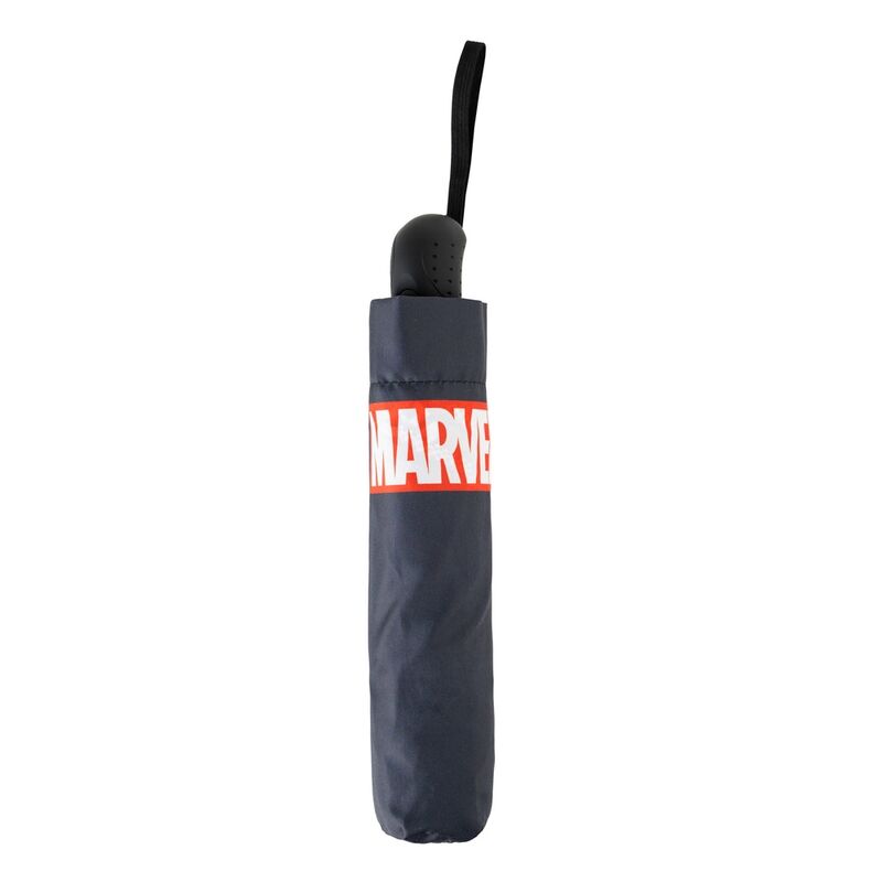 Paraguas plegable automático Marvel negro con logotipos estampados - 2