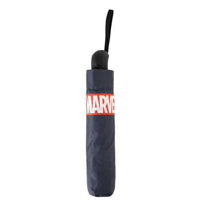 Paraguas plegable automático Marvel negro con logotipos estampados - 2