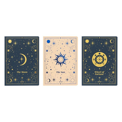 Set de tres cuadernos A5 Astral ERIK con diseños de lunas y estrellas - 2