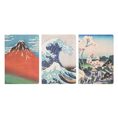 Set de tres cuadernos A5 con diseños de Hokusai y La Gran Ola de Kanagawa - 2