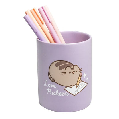 Portalápices de cerámica lila con Pusheen y un buzón rosa - 2
