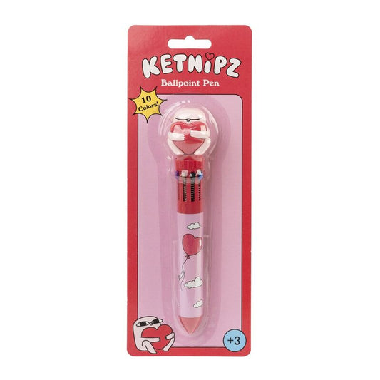 Bolígrafo 3D Ketnipz de 10 colores con topper de corazón - 3