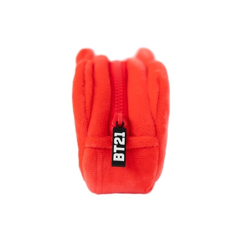 Portatodo rojo de felpa con diseño de Tata BT21 - 3