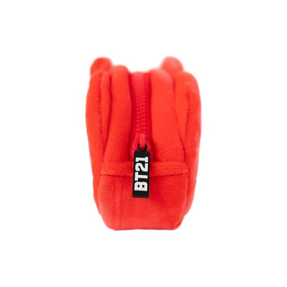 Portatodo rojo de felpa con diseño de Tata BT21 - 3