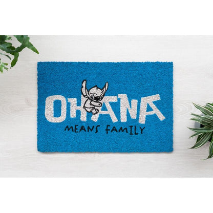 Felpudo azul de Stitch Disney con mensaje Ohana Means Family - 4