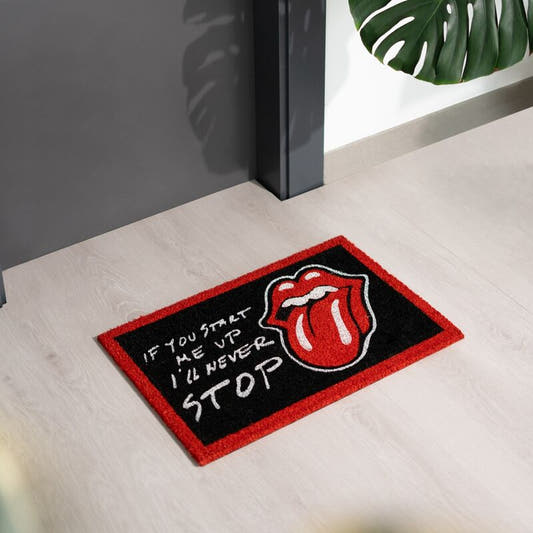 Felpudo rojo y negro de The Rolling Stones con boca y lengua - 4