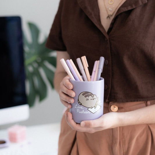 Portalápices de cerámica lila con Pusheen y un buzón rosa - 4