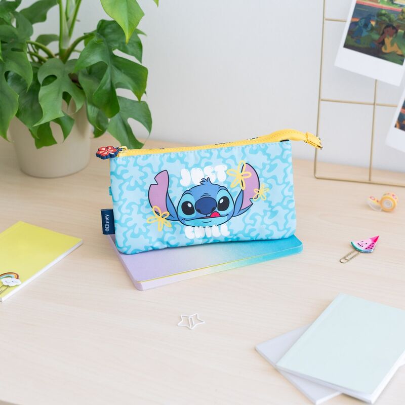 Portatodo triple turquesa de Stitch Disney con tres compartimentos - 4