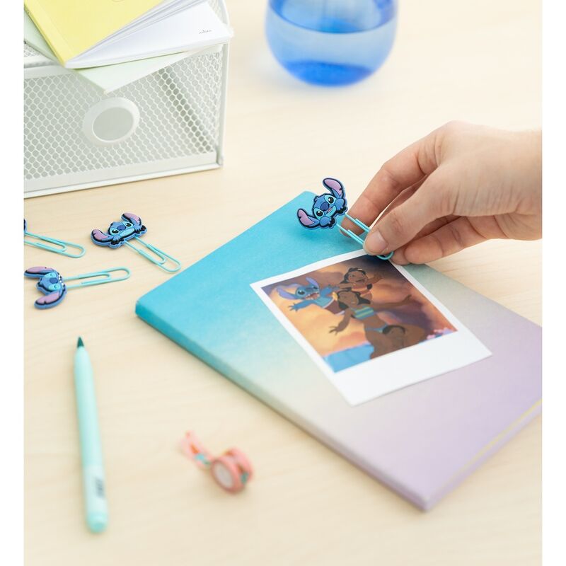 Set de cuatro clips metálicos de Stitch Disney con toppers de PVC - 2