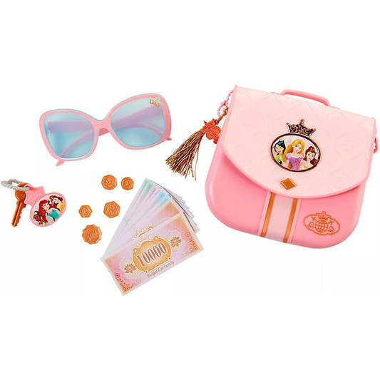 Bolso rosa de viaje de Princesas Disney con gafas, llaves y dinero de juguete - 2