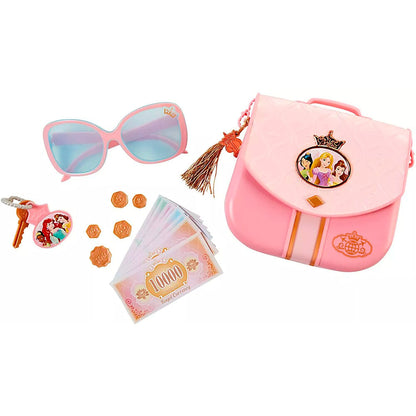 Bolso rosa de viaje de Princesas Disney con gafas, llaves y dinero de juguete - 2