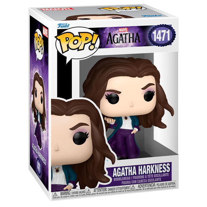 Figura Funko POP de Agatha Harkness con abrigo azul verdoso y pantalón morado - 2