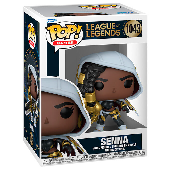 Figura Funko POP! de Senna de League of Legends con capucha blanca y detalles dorados - 2