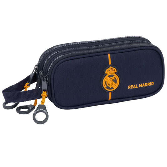 Portatodo triple Real Madrid SAFTA azul marino con tres compartimentos