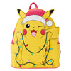 Mochila Loungefly de Pikachu con gorro navideño y luces de colores