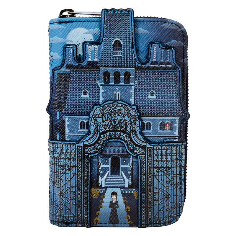 Cartera Loungefly azul de Nevermore Academy con Miércoles