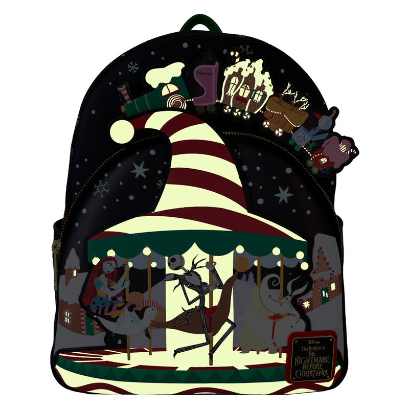 Mochila Loungefly de Pesadilla Antes de Navidad con escena de Christmas Town - 4