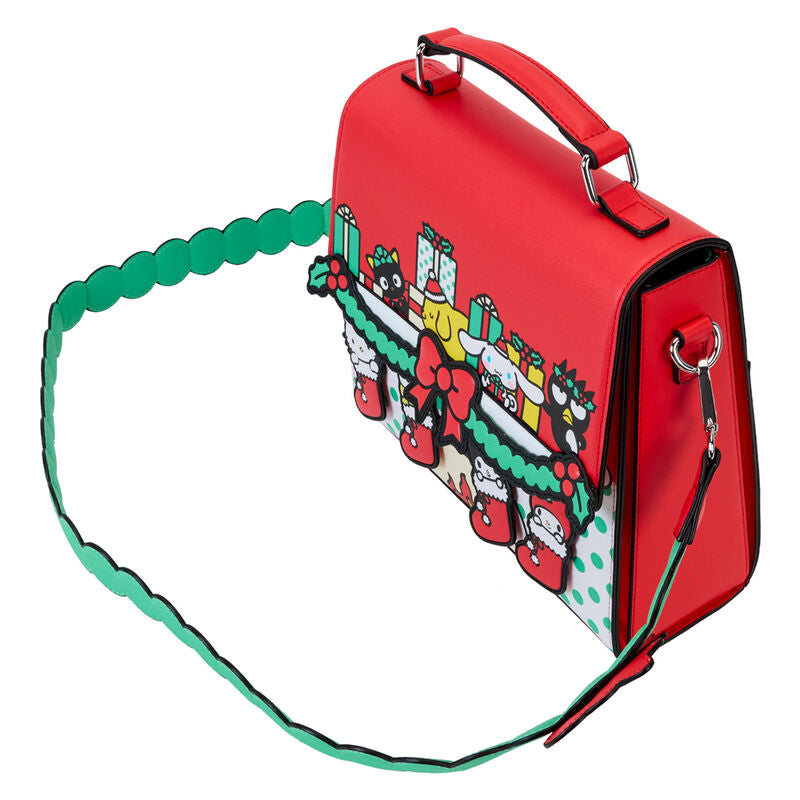 Bolso bandolera navideño de Hello Kitty Sanrio Loungefly con correa verde festoneada - 4