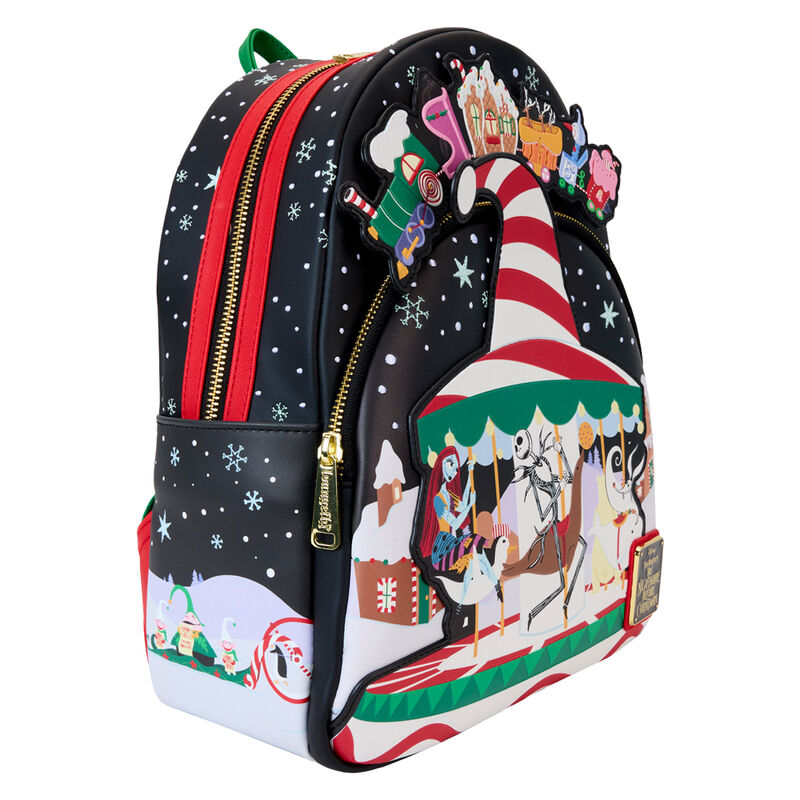 Mochila Loungefly de Pesadilla Antes de Navidad con escena de Christmas Town