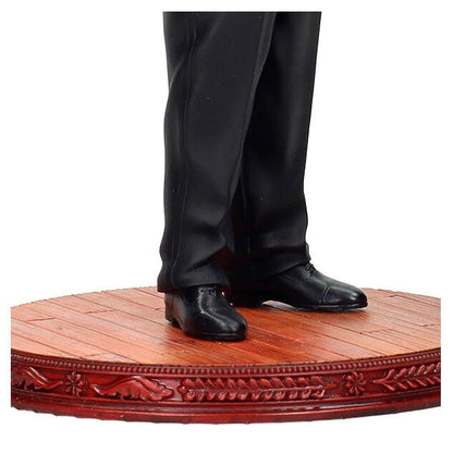 Figura de Vito Corleone de El Padrino con gato sobre base ovalada - 4