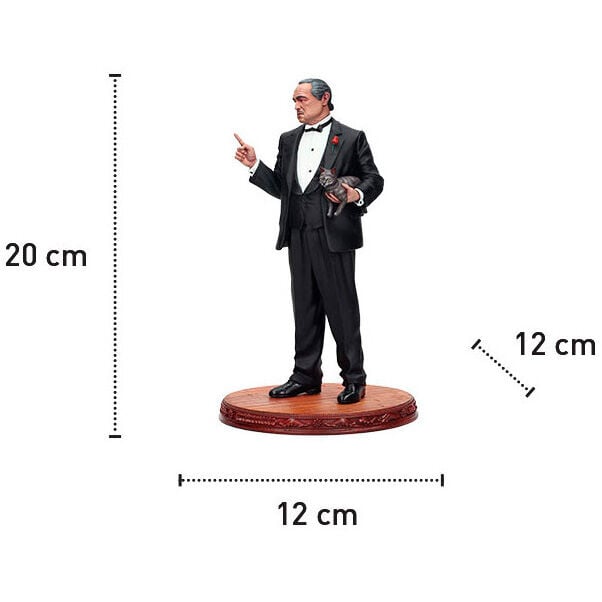 Figura de Vito Corleone de El Padrino con gato sobre base ovalada - 6