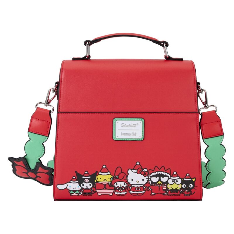 Bolso bandolera navideño de Hello Kitty Sanrio Loungefly con correa verde festoneada - 5